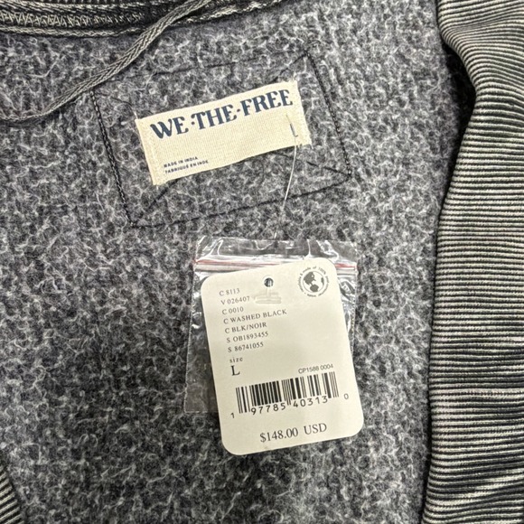 Free People Dreamy Black Cardi We The Free Cardigan Sz Large DEFECT READ - Picture 7 of 10